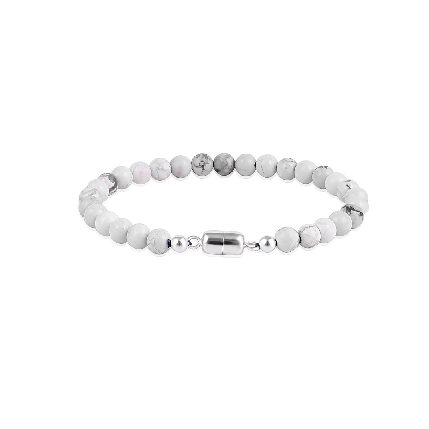 Silver Lion Cracked Marble Beads Bracelet - QUISENZ