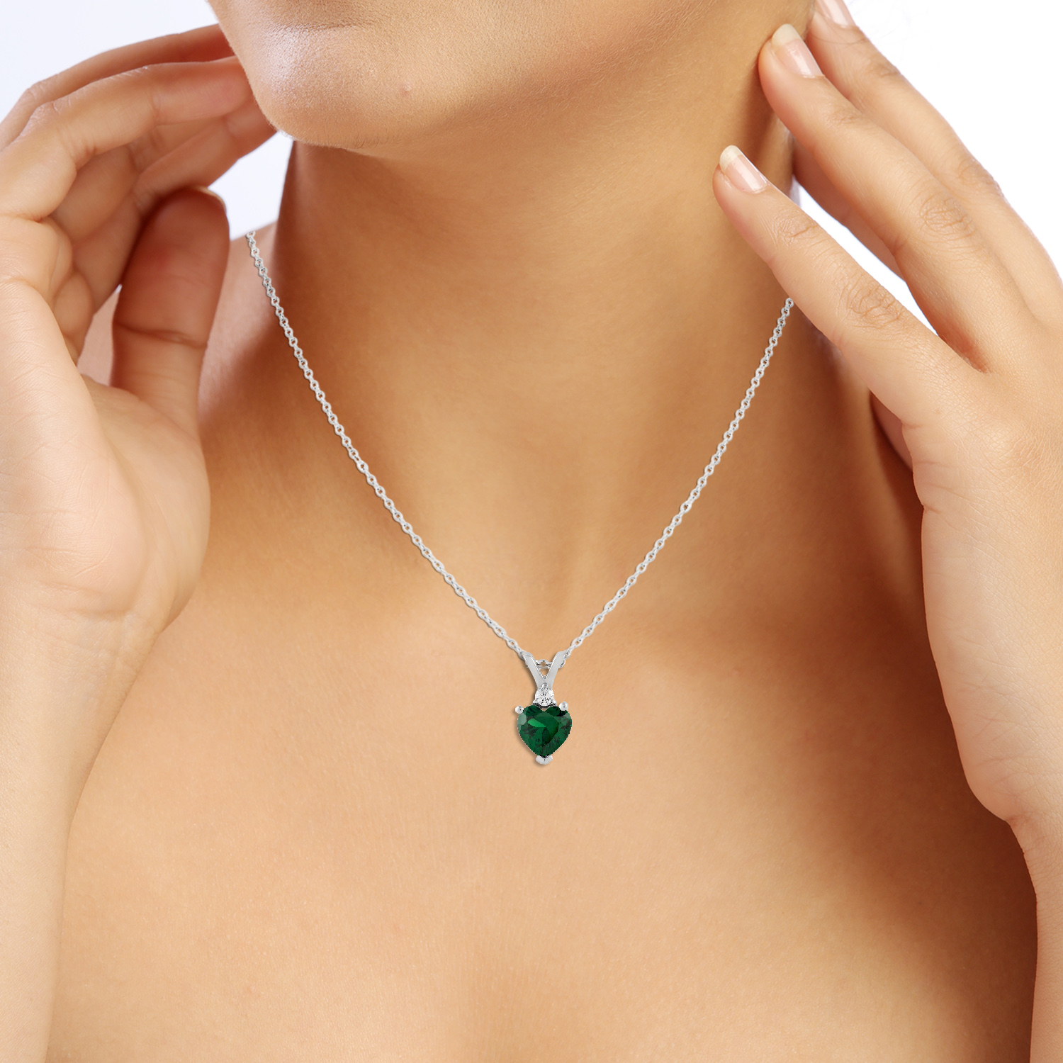 Precious Heart Shaped Emerald Necklace | Initial Necklace